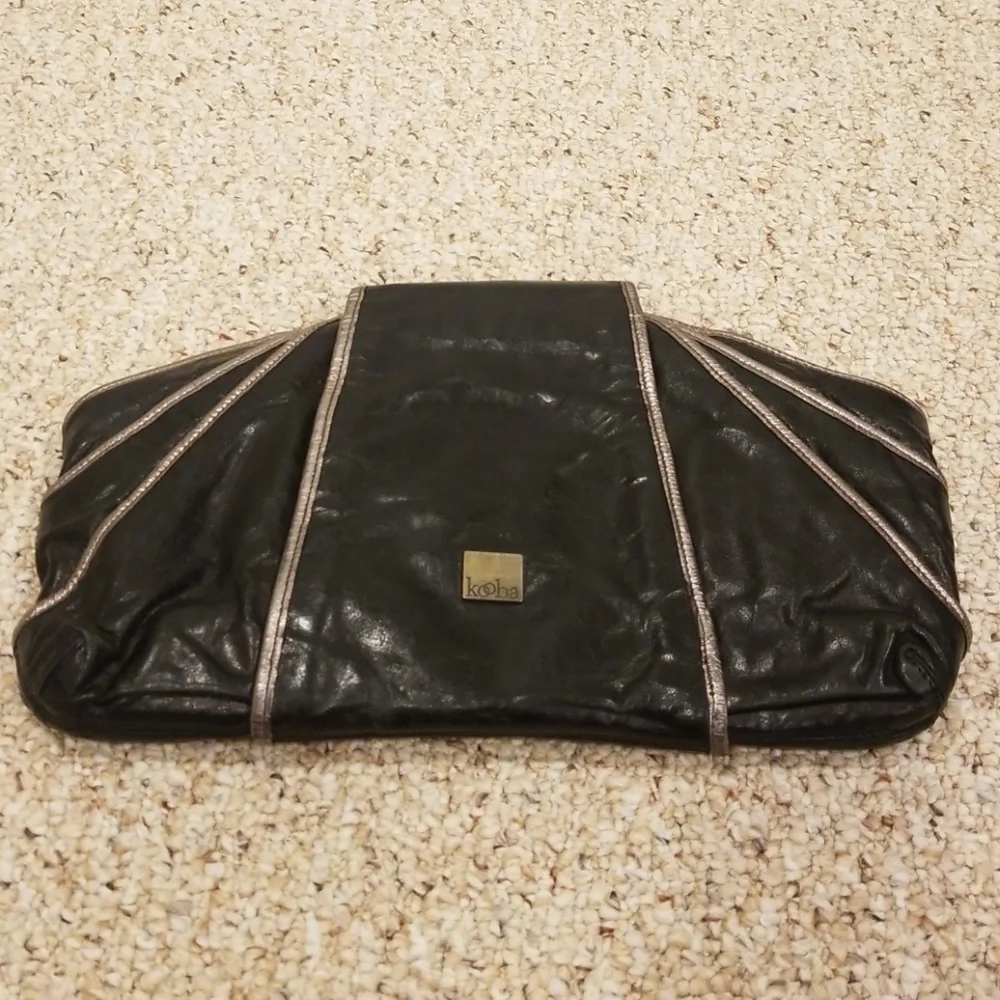 KOOBA Black with Silver Zippered Clutch